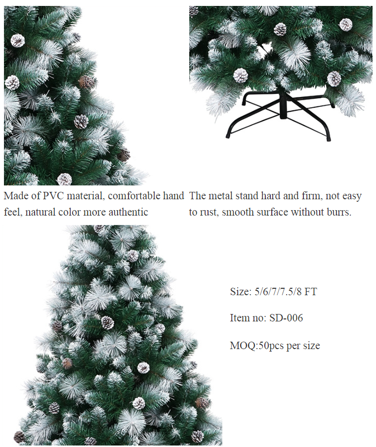 6ft WhiteChristmas Tree Artificial Xmas Snow Pine Tree with Detachable Stand