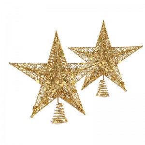 Christmas decorations luxury Gold Star for Christmas Tree Decoration Glitter