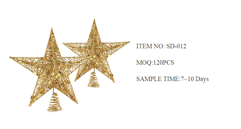 christmas decorations luxury Gold Star for Christmas Tree Decoration Glitter